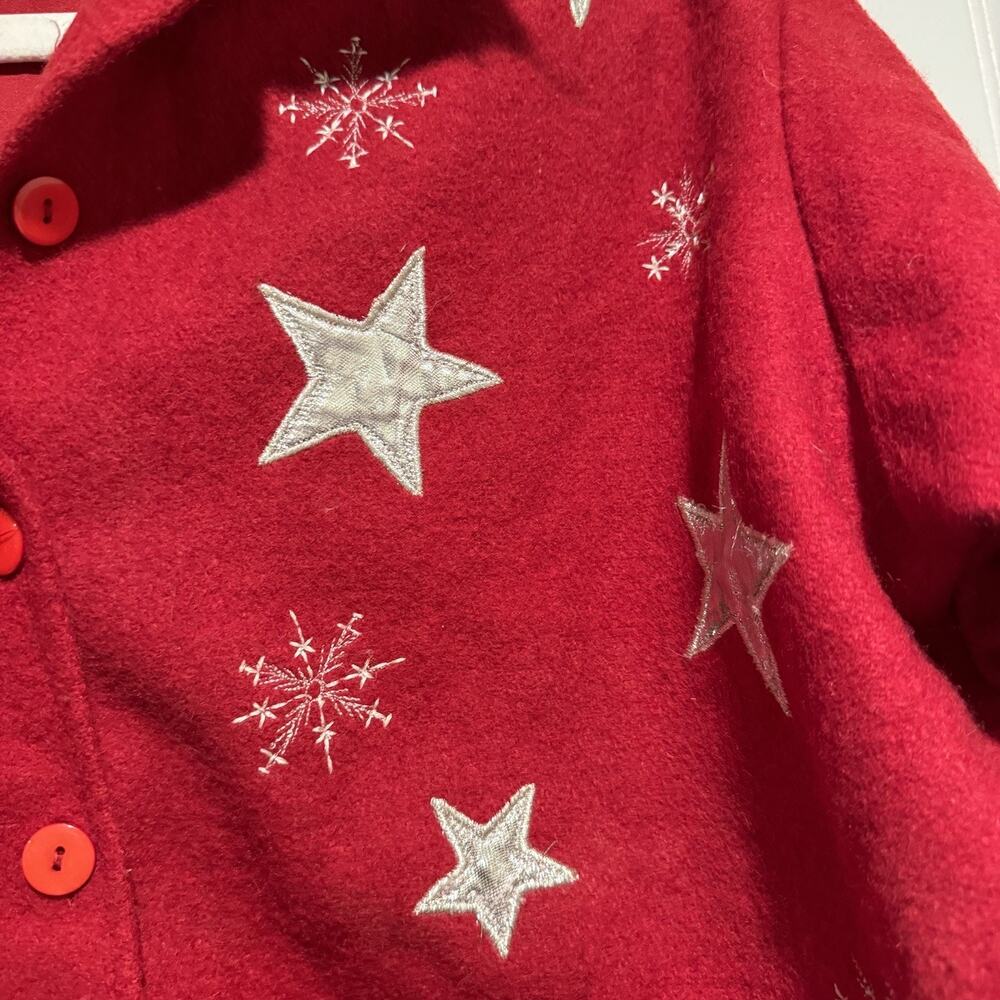 Take Two Red Wool Christmas Jacket Snowmen Size Medium - Picture 3 of 6